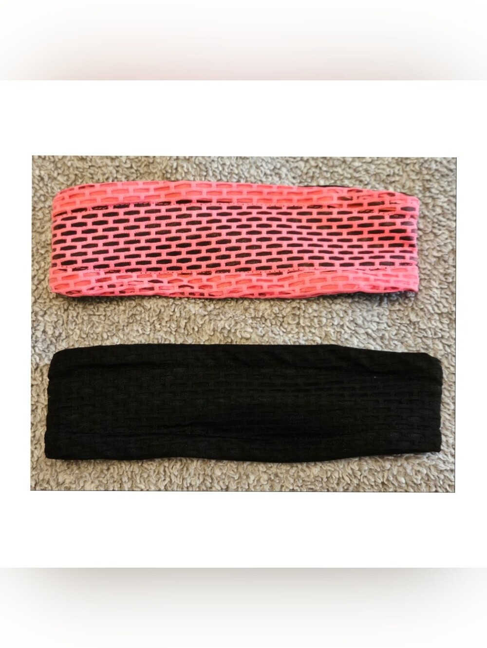 Pink and Black Stretch Mesh Headbands - 2 Pack